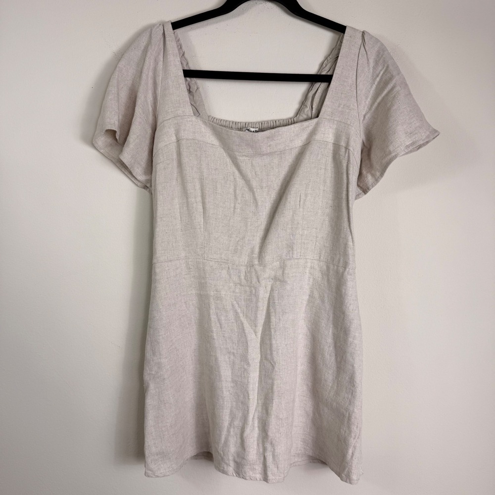 Abercrombie & Fitch Linen Blend Skort Romper Oatmeal‎ Beige Square Neck Small